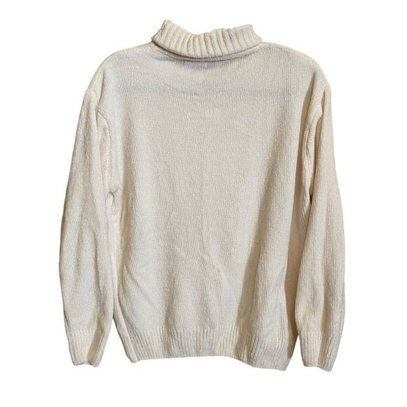 SF Snowflake Ivory Knit Turtleneck Pullover Women's Sweater size M/L - Picture 2 of 10